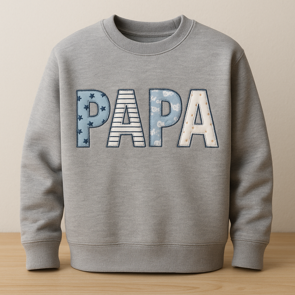 PAPA Sweatshirt aus Babykleidung – personalisiert & bestickt – Erinnerungspullover für Papa