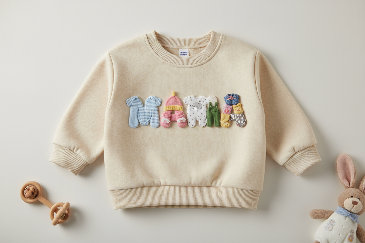 MINI Sweatshirt aus Babykleidung – personalisiert & bestickt – Erinnerungspullover für Kinder