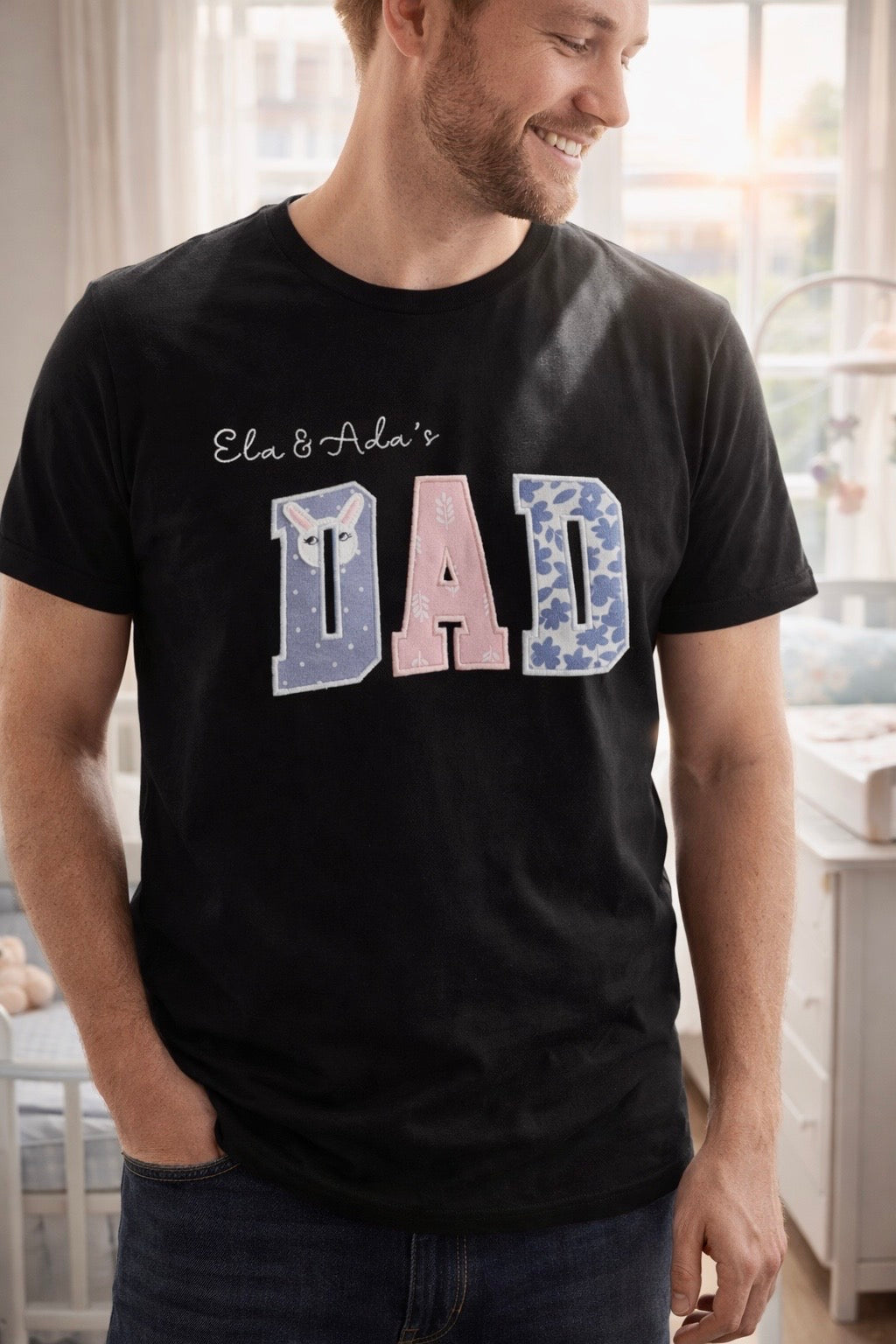 PAPA / DAD T-Shirt aus Babykleidung – personalisiert & bestickt – Erinnerungsshirt für Papa