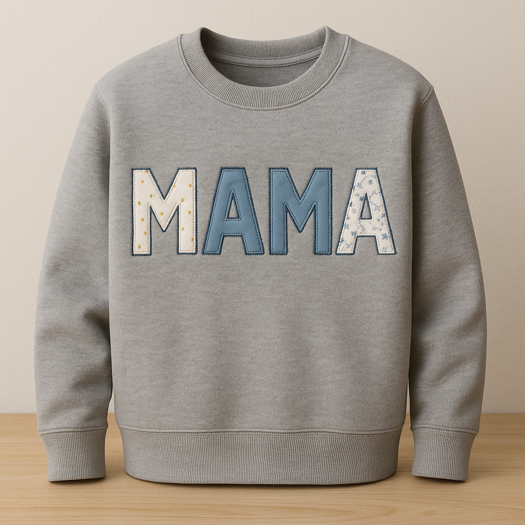 MAMA Sweatshirt aus Babykleidung – personalisiert & bestickt – Erinnerungspullover für Mama