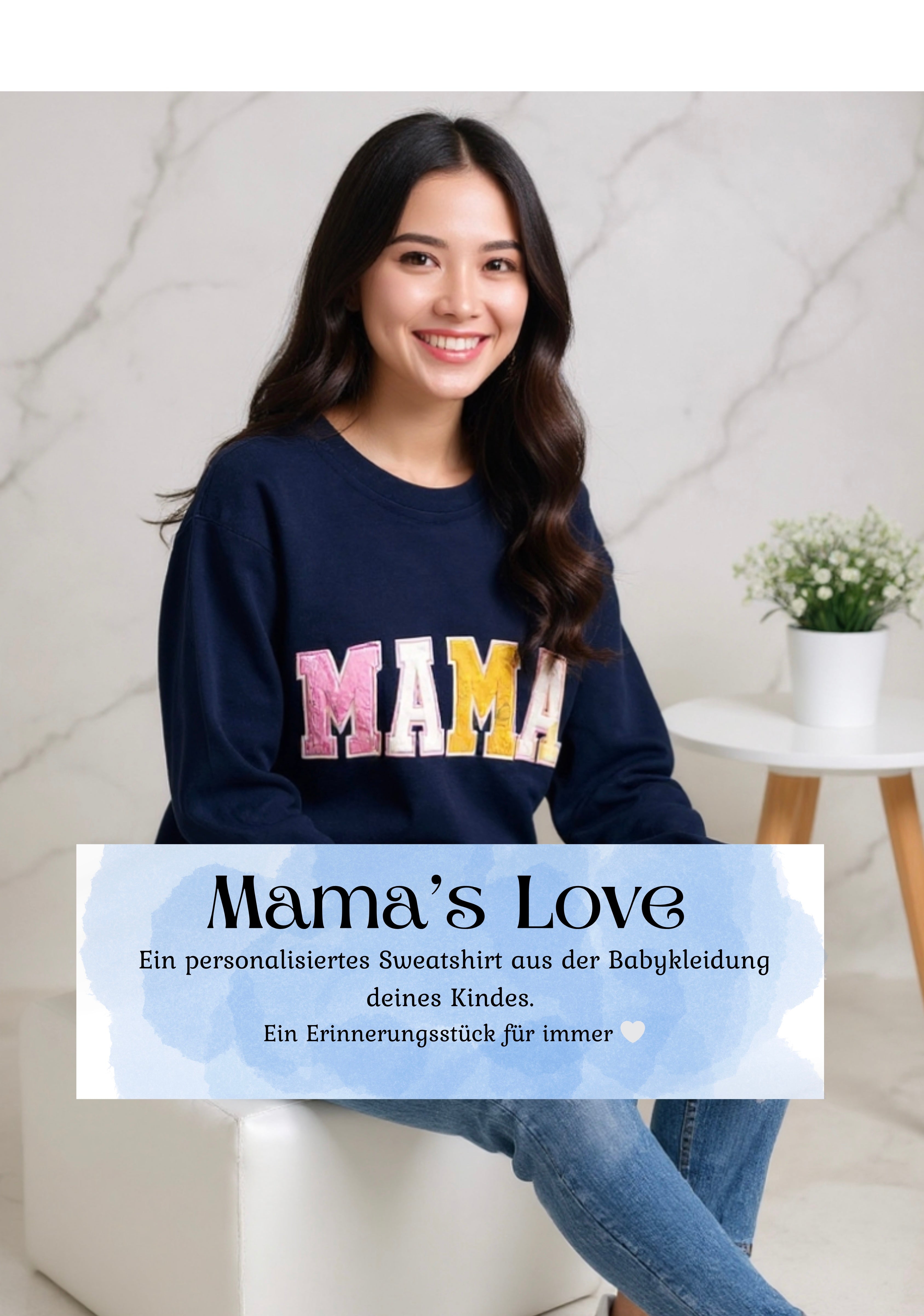 MAMA/ MOM Sweatshirt aus Babykleidung – personalisiert & bestickt – Erinnerungspullover für Mama