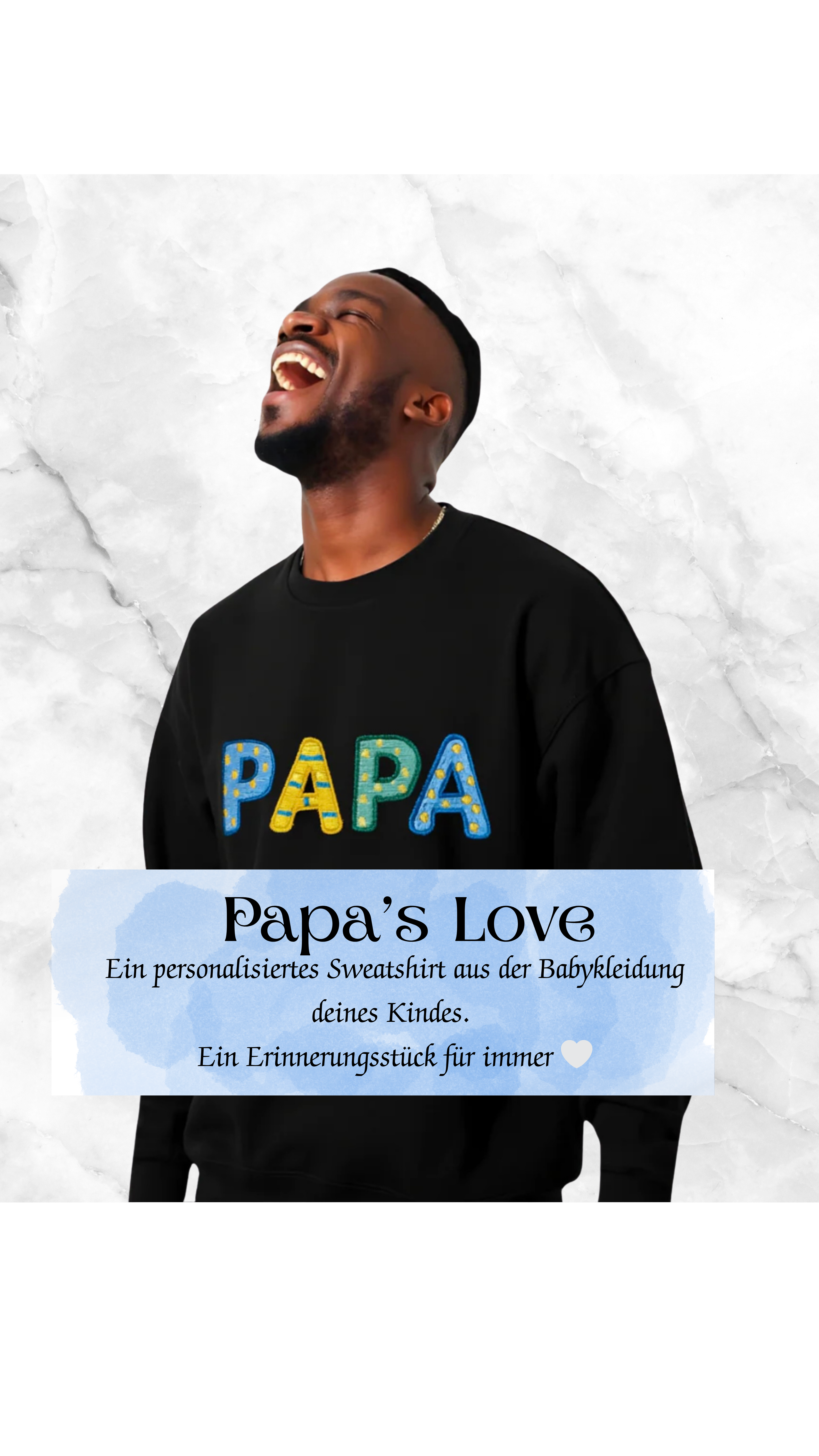 PAPA/DAD Sweatshirt aus Babykleidung – personalisiert & bestickt – Erinnerungspullover für Papa